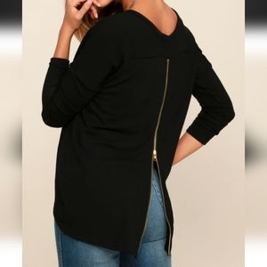Lulus Black Zipper Sweater